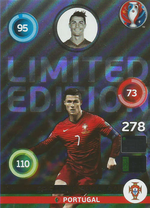 CRISTIANO RONALDO - EURO 2016 by PANINI -  "GLOSS LIMITED EDITION" TRADING CARD