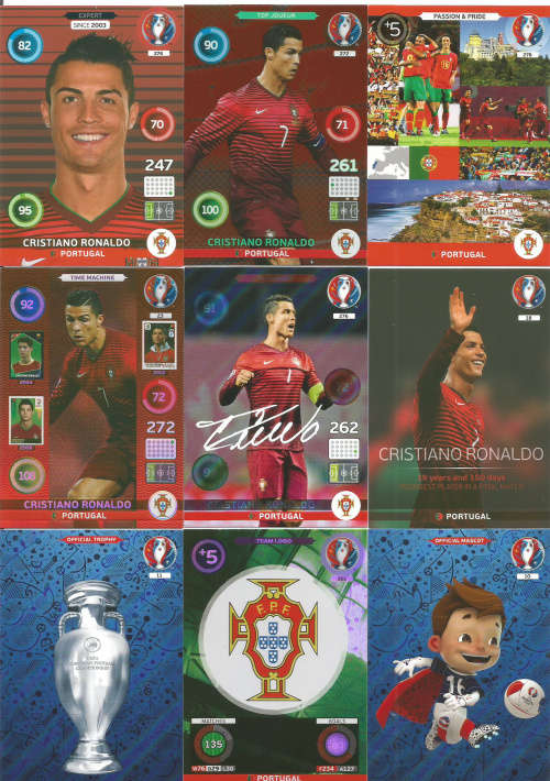 PORTUGAL - EUROPEAN CHAMPIONS 2016 - PANINI EURO 2016 - COMPLETE 22 TRADING CARD COLLECTION