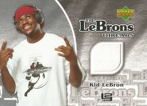 KID LEBRON - UD 2006 GAME USED "LEBRON THREADS" GAME APPAREL TRADING CARD