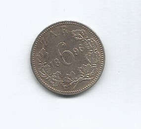 SOUTH AFRICA - 1896 ZAR KRUGER 6 PENCE - F. CONDITION