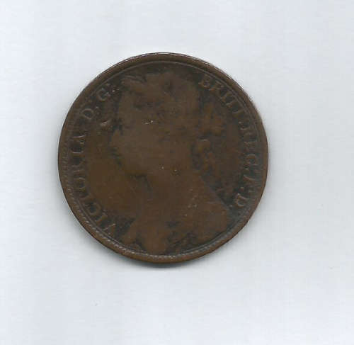 GREAT BRITAIN - 1879 ONE PENNY COIN - F. CONDITION