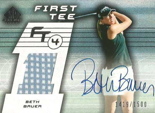 BETH BAUER - UD GOLF COLLECTION 2001 - Rare Authentic JERSEY & AUTOGRAPH Trading card