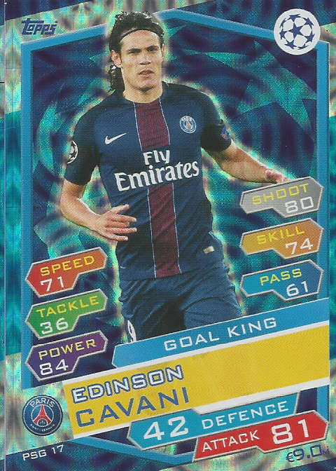 EDINSON CAVANI - CHAMPIONS LEAGUE 2016/17 -  "GOAL KING" FOIL TRADING CARD