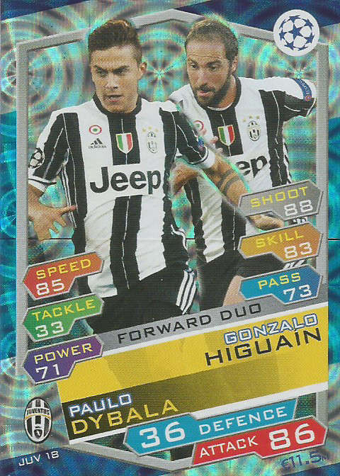 JUVENTUS FC - CHAMPIONS LEAGUE 2016/17 -  "DUO" FOIL TRADING CARD
