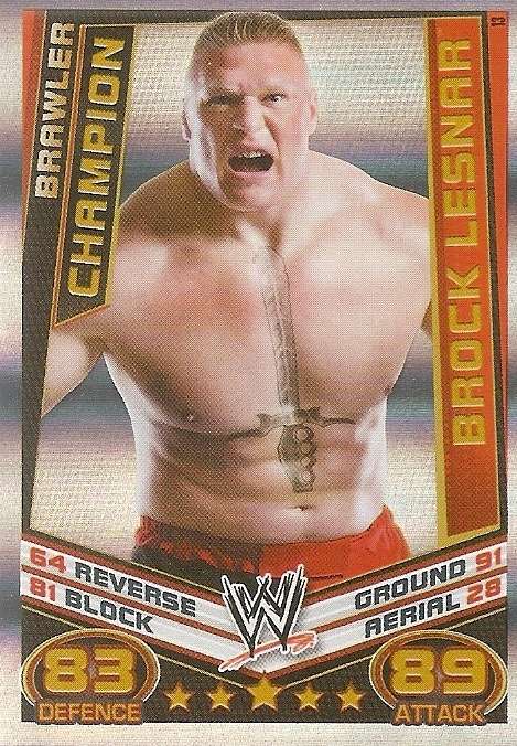 BROCK LEASNAR - WWE WRESTLING - `TOPPS SLAM ATTAX REBELLION`  2013/14 - `CHAMPION` TRADING CARD