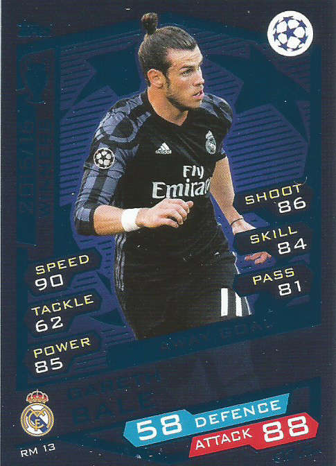 GARETH BALE - CHAMPIONS LEAGUE 2016/17 -  "BASE" FOIL TRADING CARD
