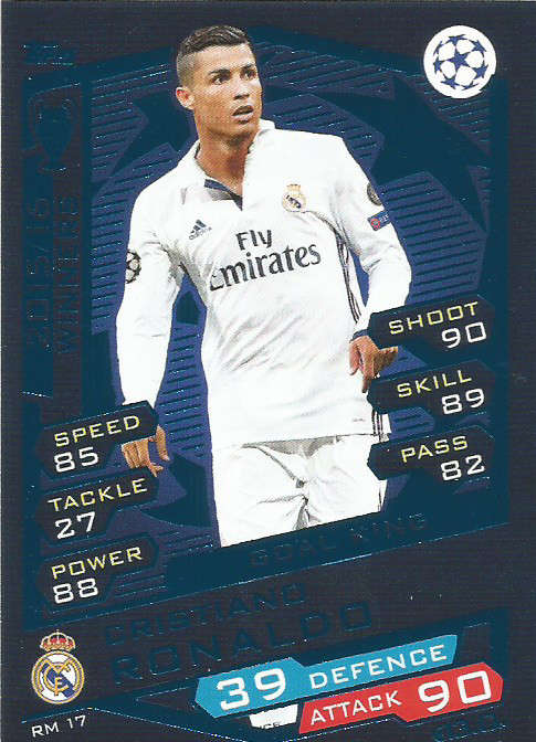CRISTIANO RONALDO - CHAMPIONS LEAGUE 2016/17 -  "BASE" FOIL TRADING CARD