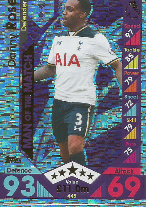 DANNY ROSE - MATCH ATTAX 2016/2017 - "MAN of the MATCH" FOIL CARD