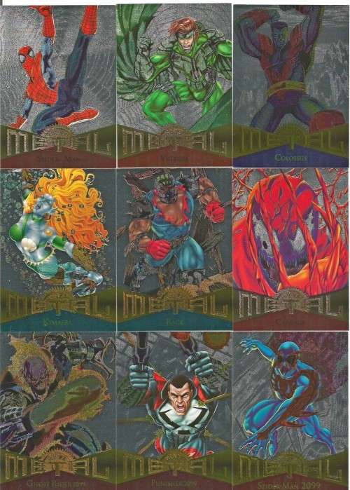 MARVEL "METAL" 1995 - LOT of 9 "METAL SERIES" CARDS - LOT A