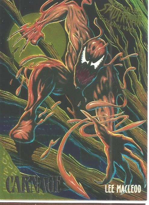 CARNAGE - MARVEL "FLEER ULTRA SPIDERMAN"  1995 - "GOLDEN WEB" LIMITED EDITION CARD L2 of 9