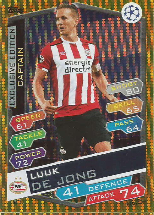 LUUK DE JONG - CHAMPIONS LEAGUE 2016/17 - GOLD "EXCLUSIVE EDITION" TRADING CARD S7