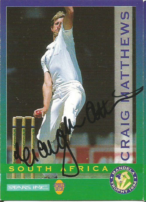 CRAIG MATHEWS - "SPORTSDECK 1994" PERSONAL "AUTOGRAPHED" CARD