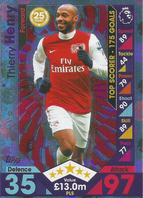 THIERY HENRY - MATCH ATTAX "EXTRA" 2017 - "25 YEARS PREMIER LEAGUE" FOIL CARD