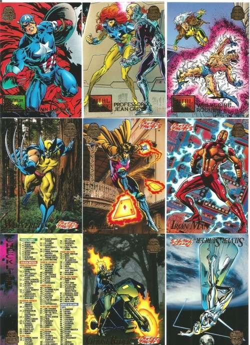 MARVEL UNIVERSE 1994 "PREMIER EDITION" - NEAR COMPLETE 168 of 200 BASE TRADING CARDS