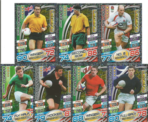 RUGBY WORLD CUP 2015 - LOT of 7 "LEGENDS" FOILS TRADING CARDS