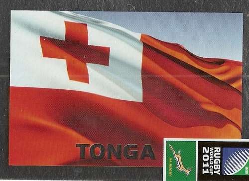2011 RUGBY WORLD CUP COLLECTION -  "TONGA FLAG" FOIL CARD 28
