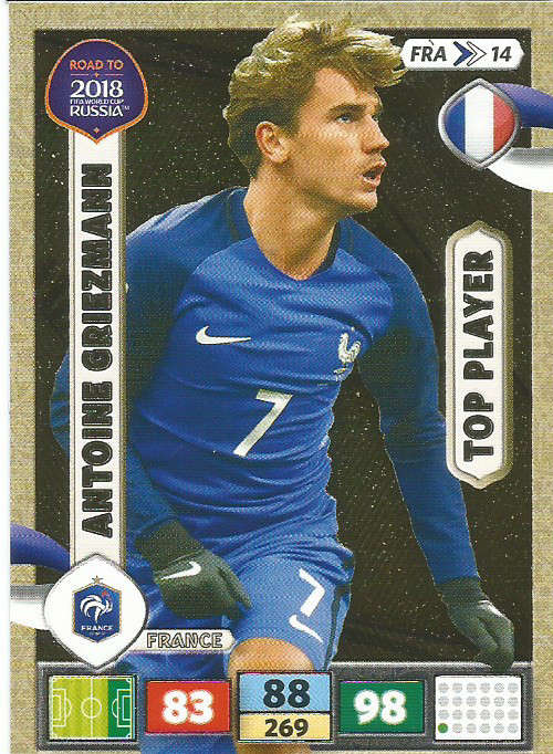 ANTOINE GRIEZMANN - PANINI "Road to WORLD CUP 2018" - "TOP PLAYER"  FOIL TRADING CARD