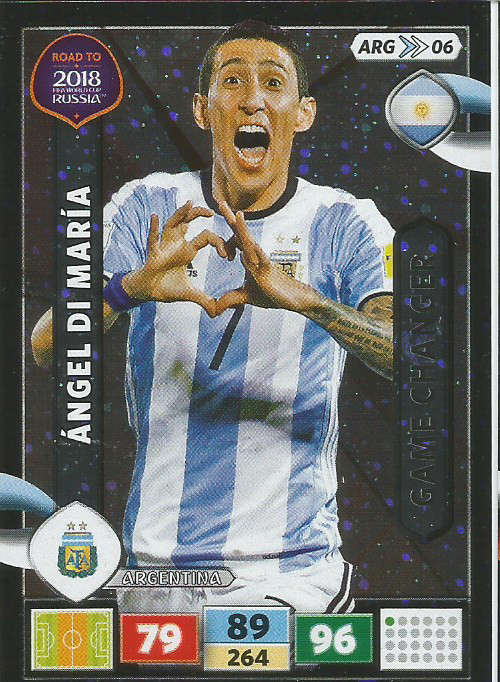 ANGEL DI MARIA - PANINI "Road to WORLD CUP 2018" - "GAME CHANGER"  FOIL TRADING CARD