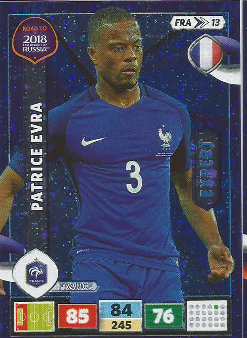 PATRICE EVRA - PANINI "Road to WORLD CUP 2018" - "EXPERT"  FOIL TRADING CARD