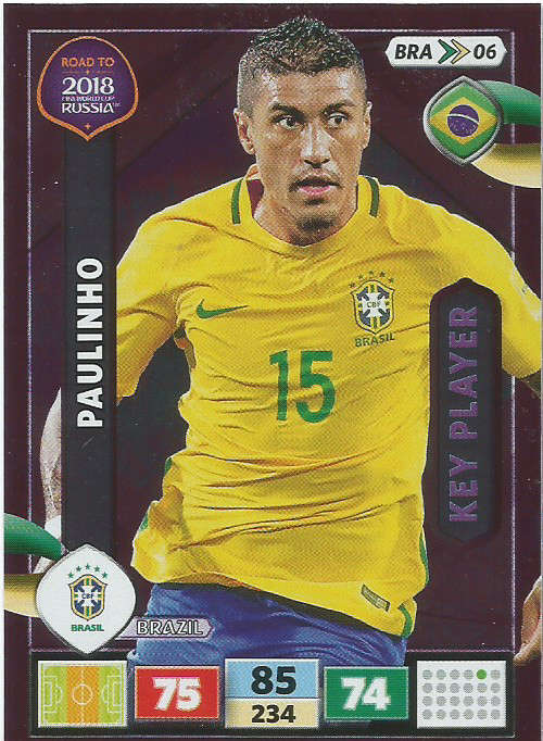 PAULINHO - PANINI "Road to WORLD CUP 2018" - "KEY PLAYER"  FOIL TRADING CARD
