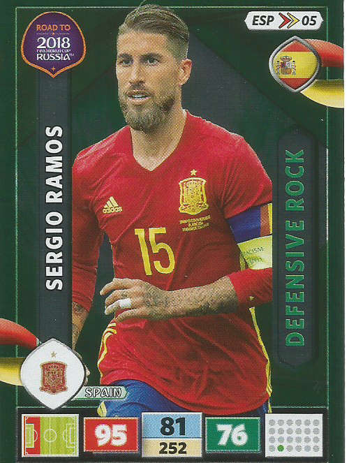 SERGIO RAMOS - PANINI "Road to WORLD CUP 2018" - "DEFENSIVE ROCK"  FOIL TRADING CARD