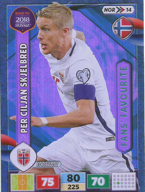PER SKJELBRED - PANINI "Road to WORLD CUP 2018" - "FANS FAVOURITE"  FOIL TRADING CARD