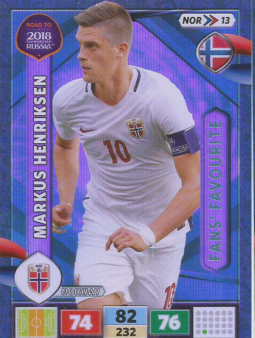 MARKUS HENRIKSEN - PANINI "Road to WORLD CUP 2018" - "FANS FAVOURITE"  FOIL TRADING CARD
