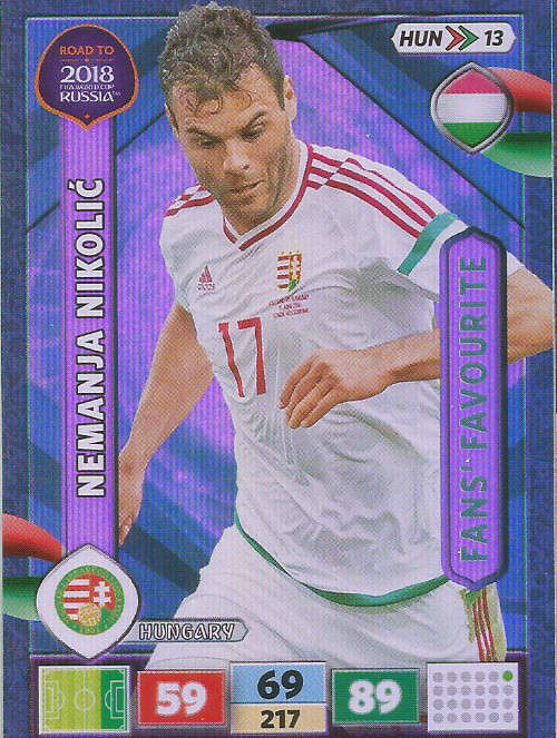 NEMANJA NIKOLIC - PANINI "Road to WORLD CUP 2018" - "FANS FAVOURITE"  FOIL TRADING CARD