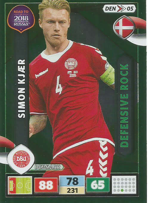 SIMON KJAER - PANINI "Road to WORLD CUP 2018" - "DEFENSIVE ROCK"  FOIL TRADING CARD