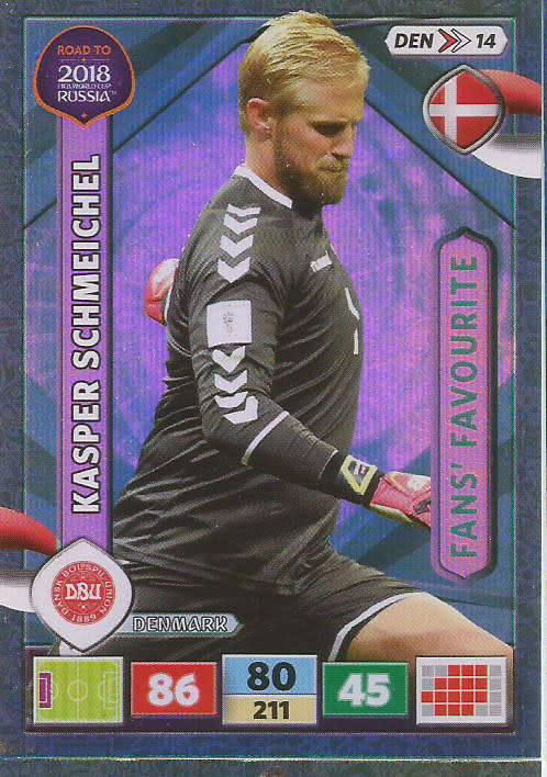 KASPER SCHMEICHEL - PANINI "Road to WORLD CUP 2018" - "FANS FAVOURITE"  FOIL TRADING CARD