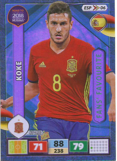 KOKE - PANINI "Road to WORLD CUP 2018" - "FANS FAVOURITE"  FOIL TRADING CARD