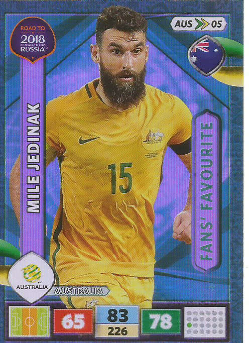 MILE JEDINAK - PANINI "Road to WORLD CUP 2018" - "FANS FAVOURITE"  FOIL TRADING CARD