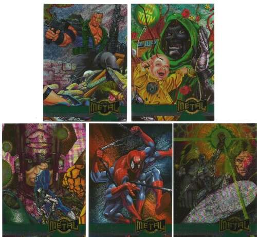 MARVEL "METAL" 1995 - LOT of 5 "ALTERNATE M" SILVER INSERT CARDS