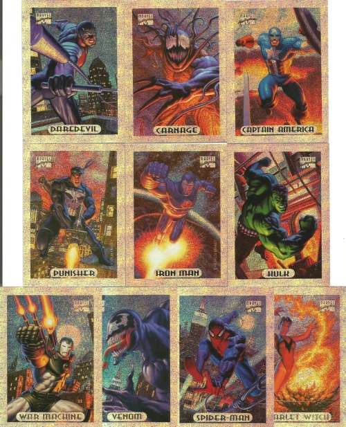 MARVEL MASTERPIECES 94 - COMPLETE SET all 10 "SILVER" HOLOFOIL LIMITED EDITION CARDS