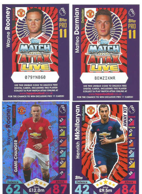 MANCHESTER UNITED FC - MATCH ATTAX 2017 - COMPLETE 32 TRADING CARD SET - Incl. FOILS