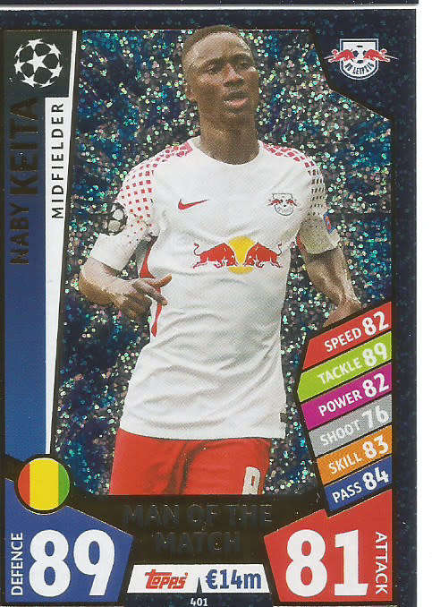 NABY KEITA - CHAMPIONS LEAGUE 2017/18 - TOPPS - "MAN of the MATCH" FOIL  TRADING CARD 401