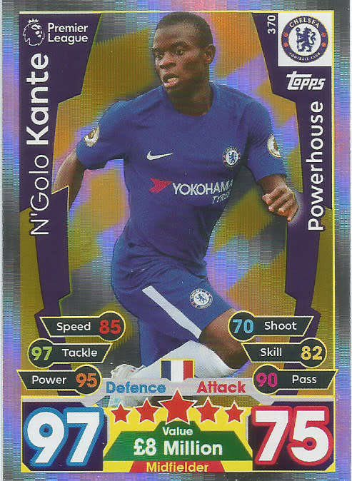 N'GOLO KANTE - MATCH ATTAX 2017/18 - GOLD "POWERHOUSE" TRADING CARD 370