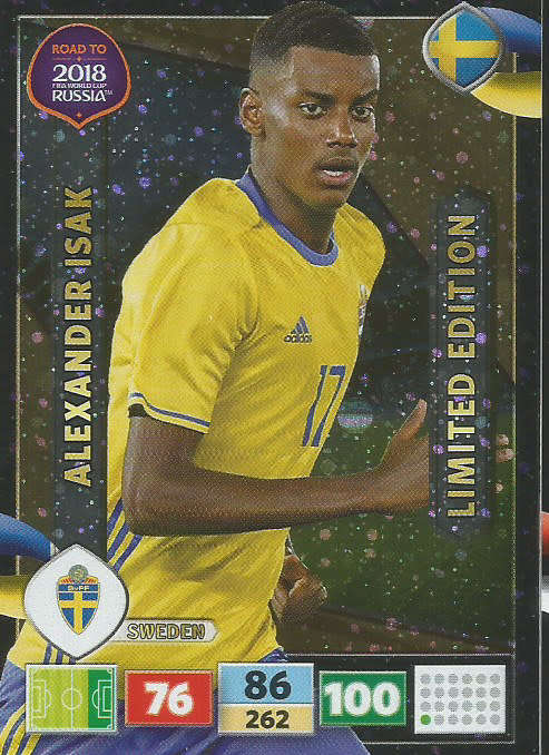 ALEXANDER ISAK - PANINI "Road to WORLD CUP 2018" - "LIMITED EDITION"  FOIL TRADING CARD