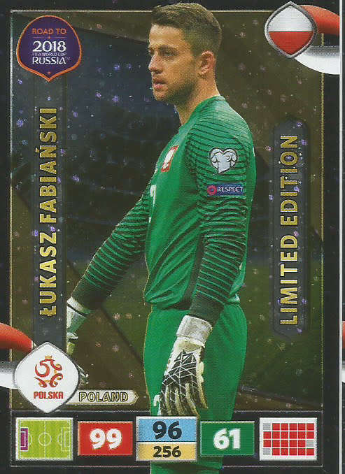 LUKASZ FABIANSKI - PANINI "Road to WORLD CUP 2018" - "LIMITED EDITION"  FOIL TRADING CARD