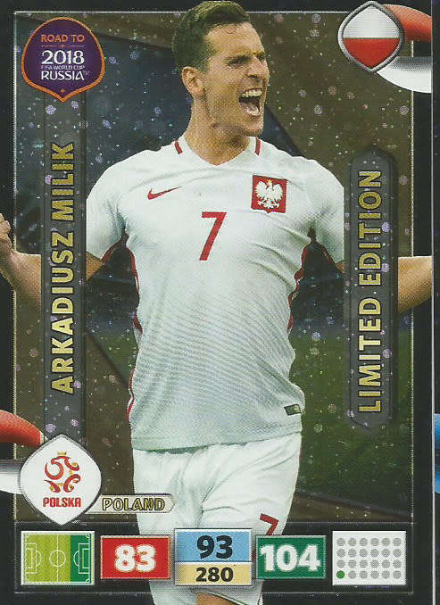 ARKADIUSZ MILIK - PANINI "Road to WORLD CUP 2018" - "LIMITED EDITION"  FOIL TRADING CARD