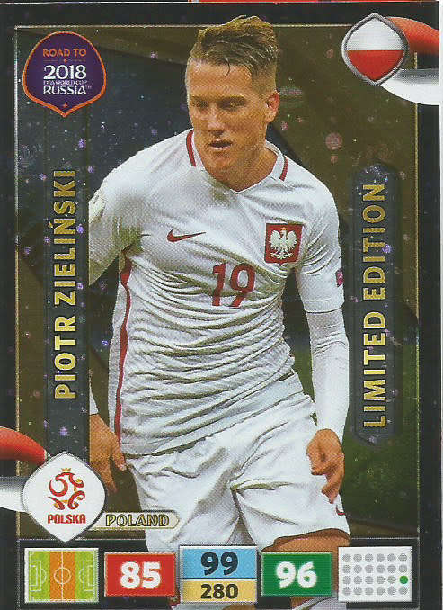 PIOTR ZIELINSKI - PANINI "Road to WORLD CUP 2018" - "LIMITED EDITION"  FOIL TRADING CARD