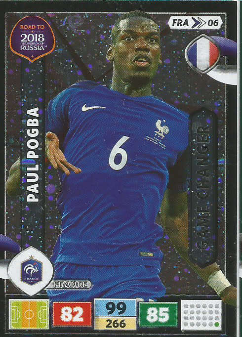 PAUL POGBA - PANINI "Road to WORLD CUP 2018" - "GAME CHANGER"  FOIL TRADING CARD