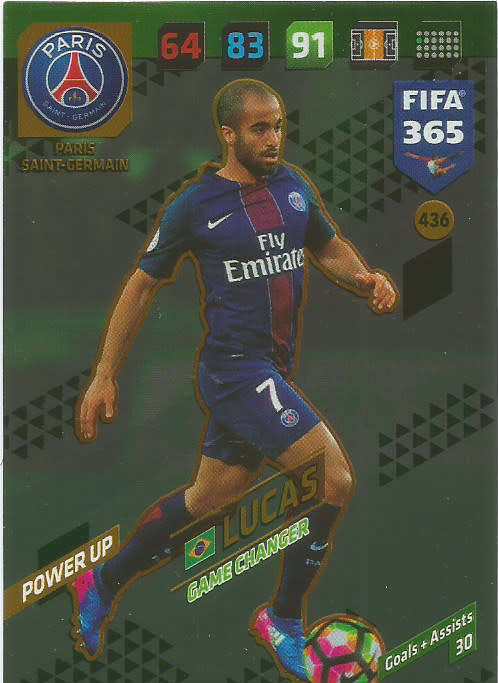LUCAS - FIFA 365 2018 EDITION - PANINI 2018 - GREEN FOIL `GAME CHANGER` TRADING CARD 436