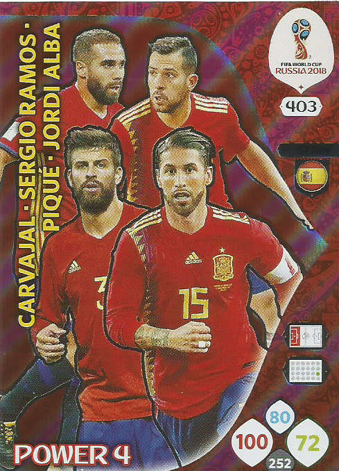 SPAIN - PANINI FIFA WORLD CUP 2018 RUSSIA -  "POWER 4" FOIL TRADING CARD 403