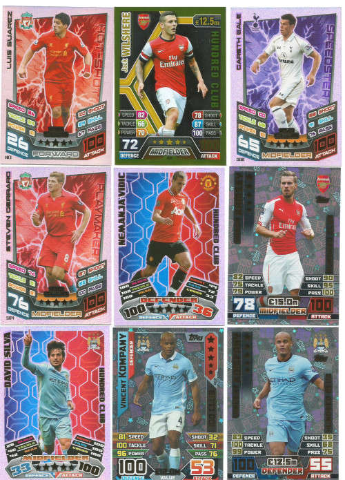 CLUB 100 CARDS - MATCH ATTAX - FROM 2009 TO 2017 - RARE "CLUB 100" LOT OF 18 TRADING CARDS