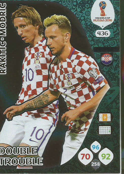 MODRIC/RAKITIC - PANINI FIFA WORLD CUP 2018 RUSSIA - CROATIA "DOUBLE TROUBLE" FOIL CARD 436