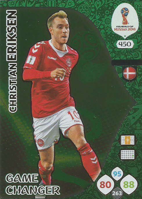 CHRISTIAN ERIKSEN - PANINI FIFA WORLD CUP 2018 RUSSIA -  "GAME CHANGER" FOIL CARD 450