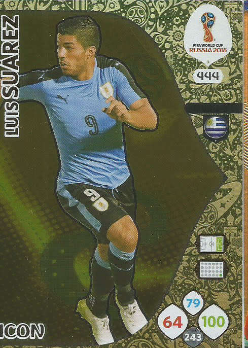 LUIS SUAREZ - PANINI FIFA WORLD CUP 2018 RUSSIA - RARE GOLD  "ICON" FOIL CARD 444