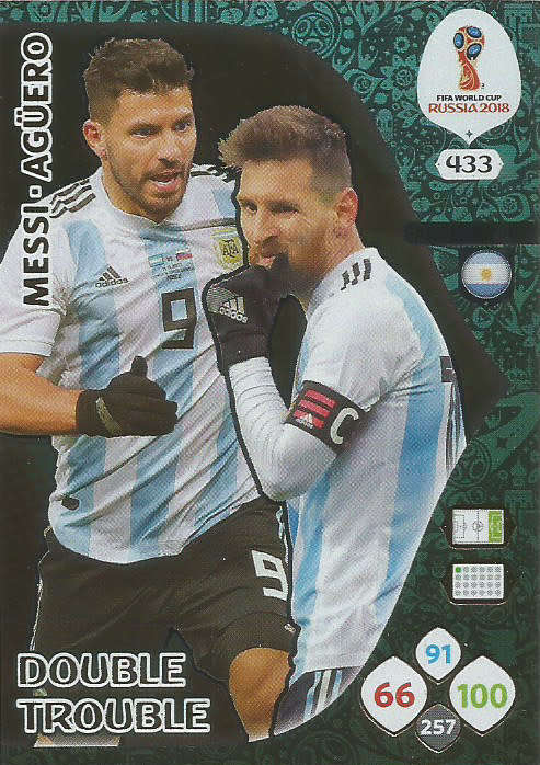 MESSI/AGUERO - PANINI FIFA WORLD CUP 2018 RUSSIA - ARGENTINA "DOUBLE TROUBLE" FOIL CARD 433