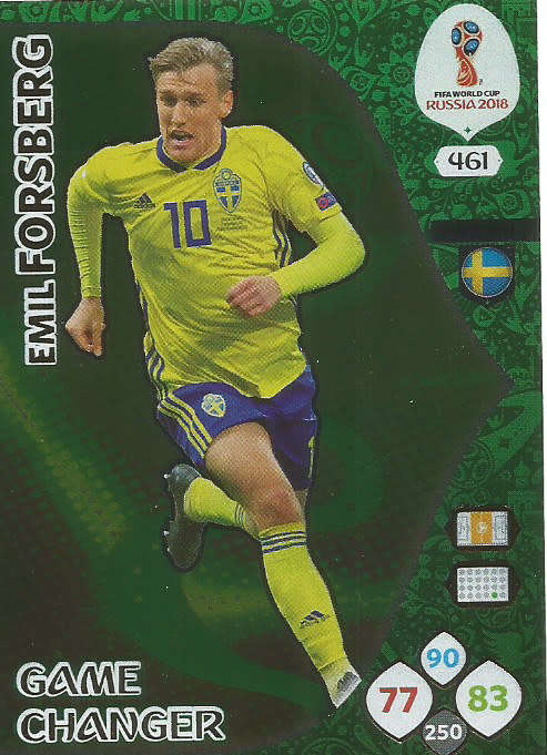 EMIL FORSBERG - PANINI FIFA WORLD CUP 2018 RUSSIA -  "GAME CHANGER" FOIL CARD 461